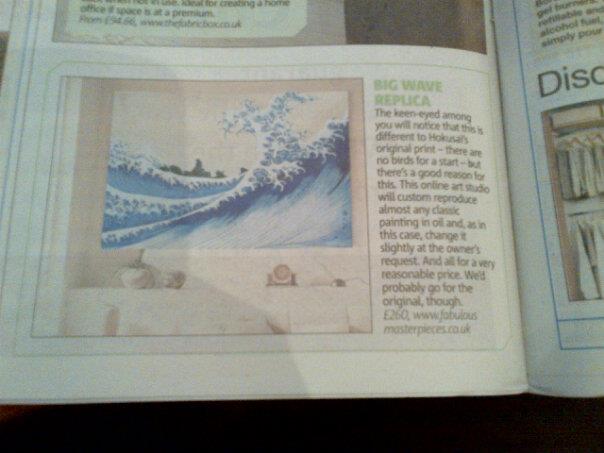 Fabulous Masterpieces' art reproduction of The Big Wave gets a mention in The Metro Newspaper