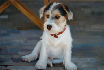 Dog Portrait. Hand painted with oils